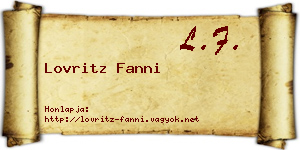 Lovritz Fanni névjegykártya